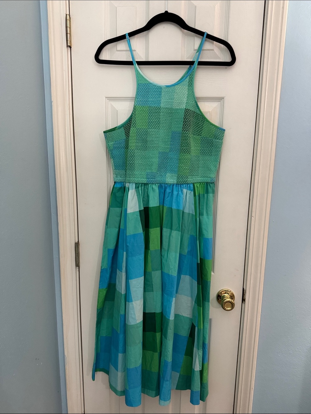 Women’s Green & Blue Check Sun Dress